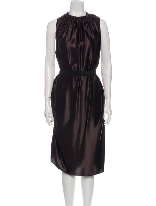 Lanvin Silk Midi Length Dress Brown
