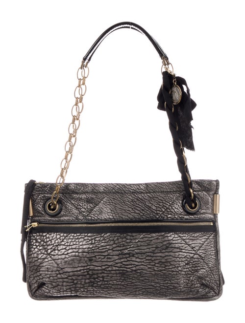 Lanvin Embossed Leather Shoulder Bag Metallic