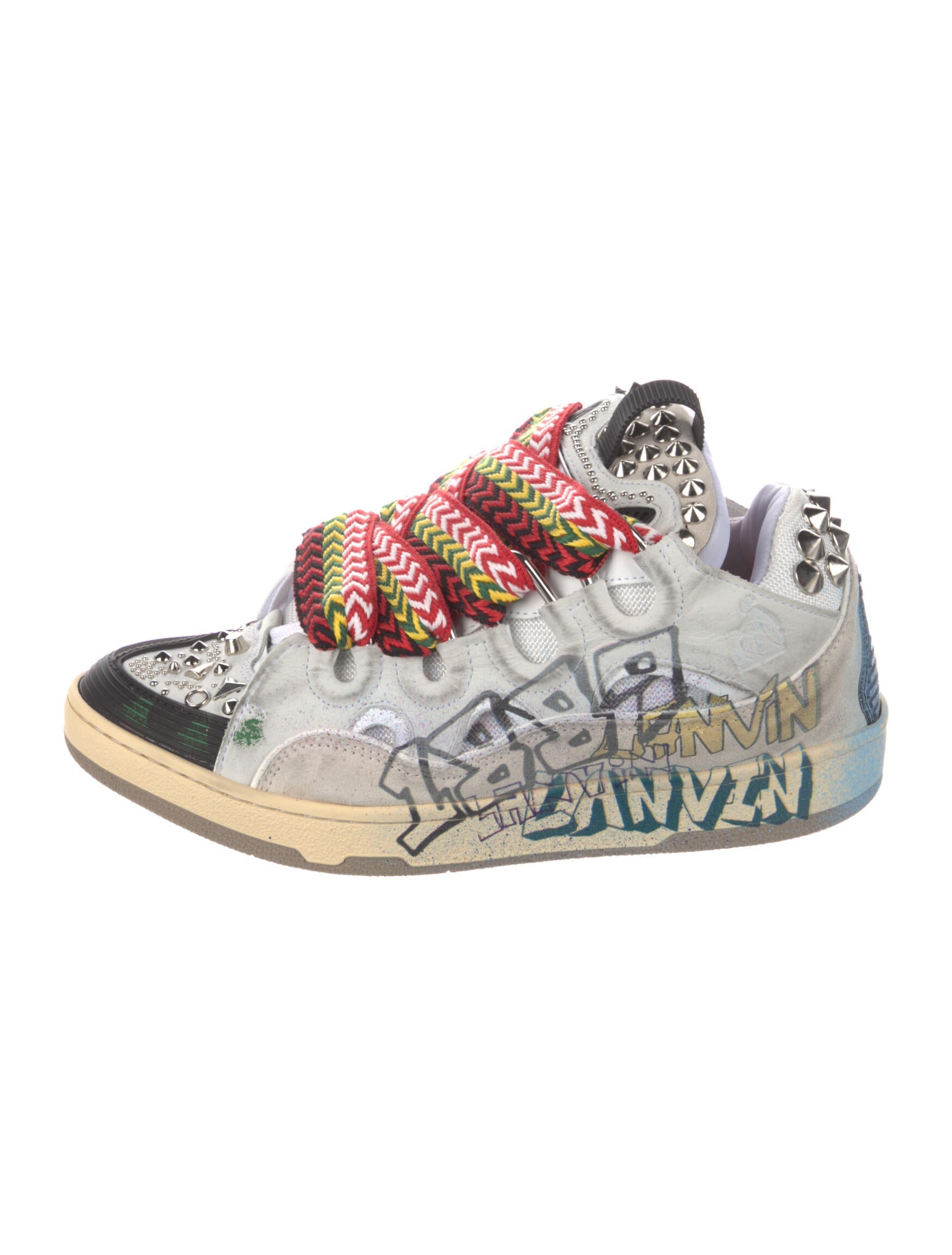 【L2】ガブリエル＆アンドリュー グランドシャンパーニュ LOT19 1996 Lanvin Curb 'Graffiti' Sneakers w/ Tags - White Sneakers, Shoes