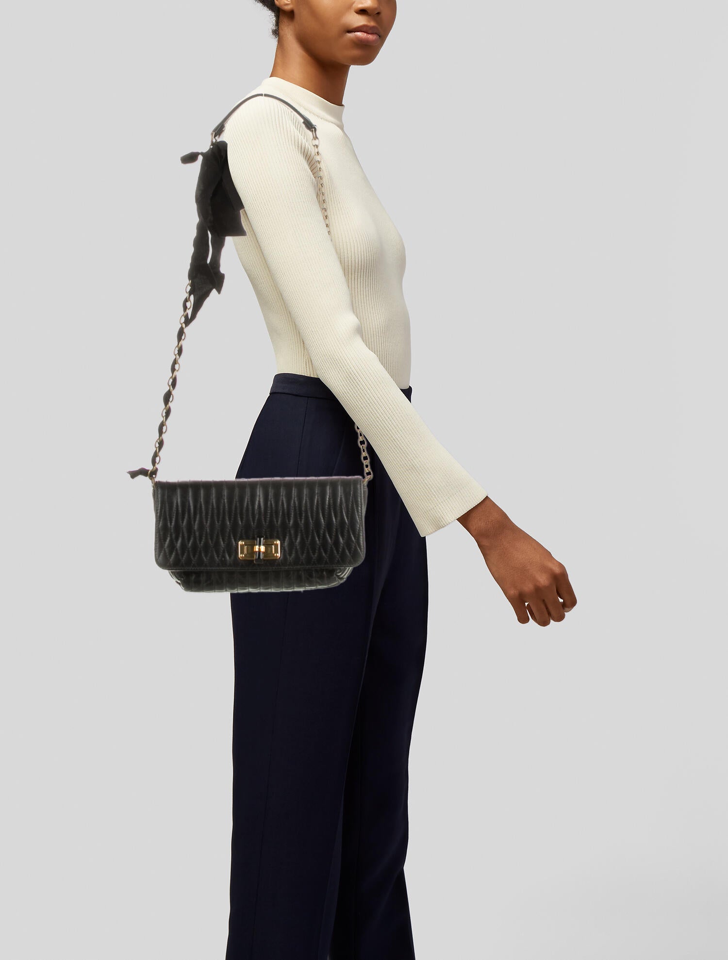 Lanvin Leather Chainlink Crossbody Bag Black Crossbody Bags