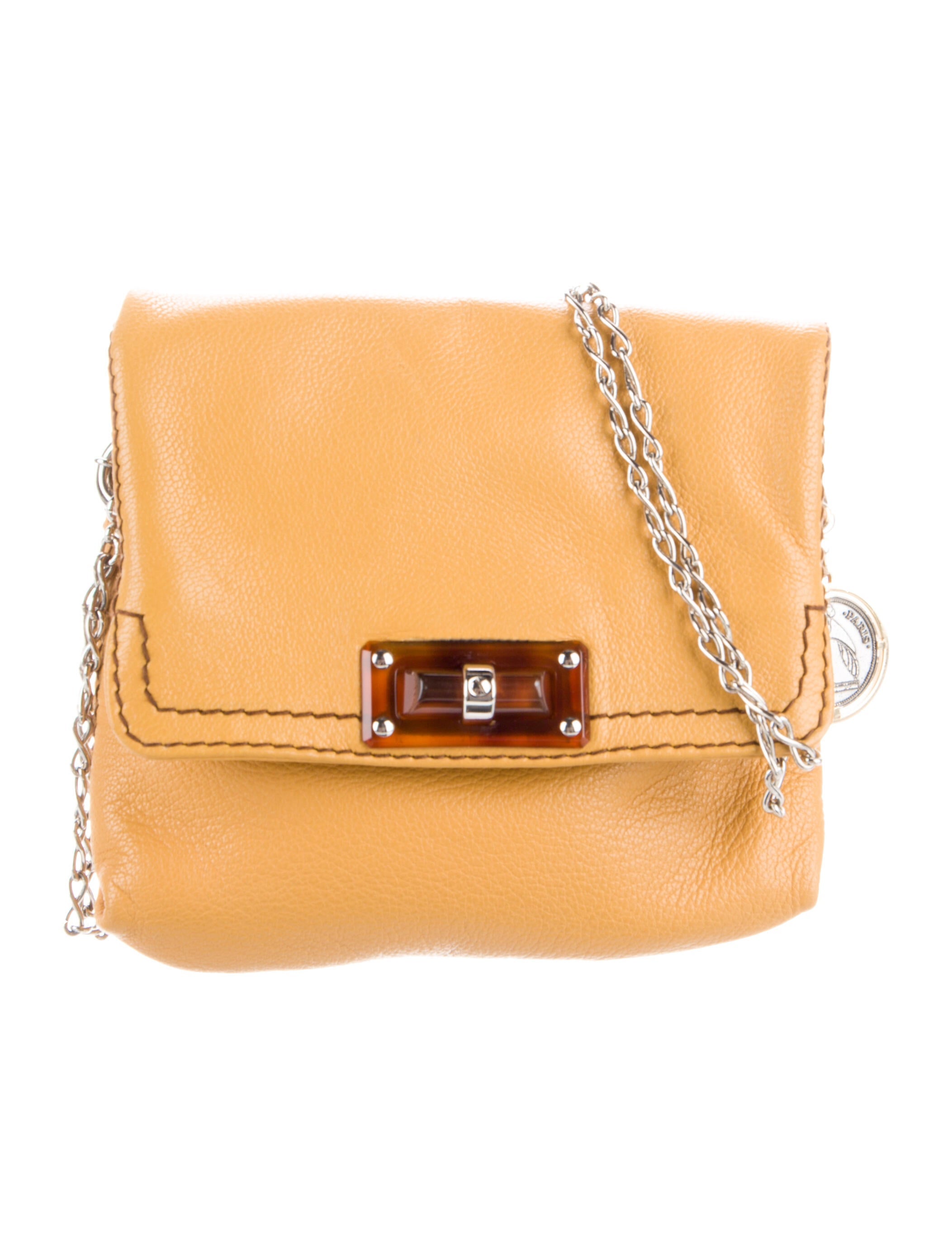 Lanvin Leather ChainLink Crossbody Bag Orange Crossbody Bags