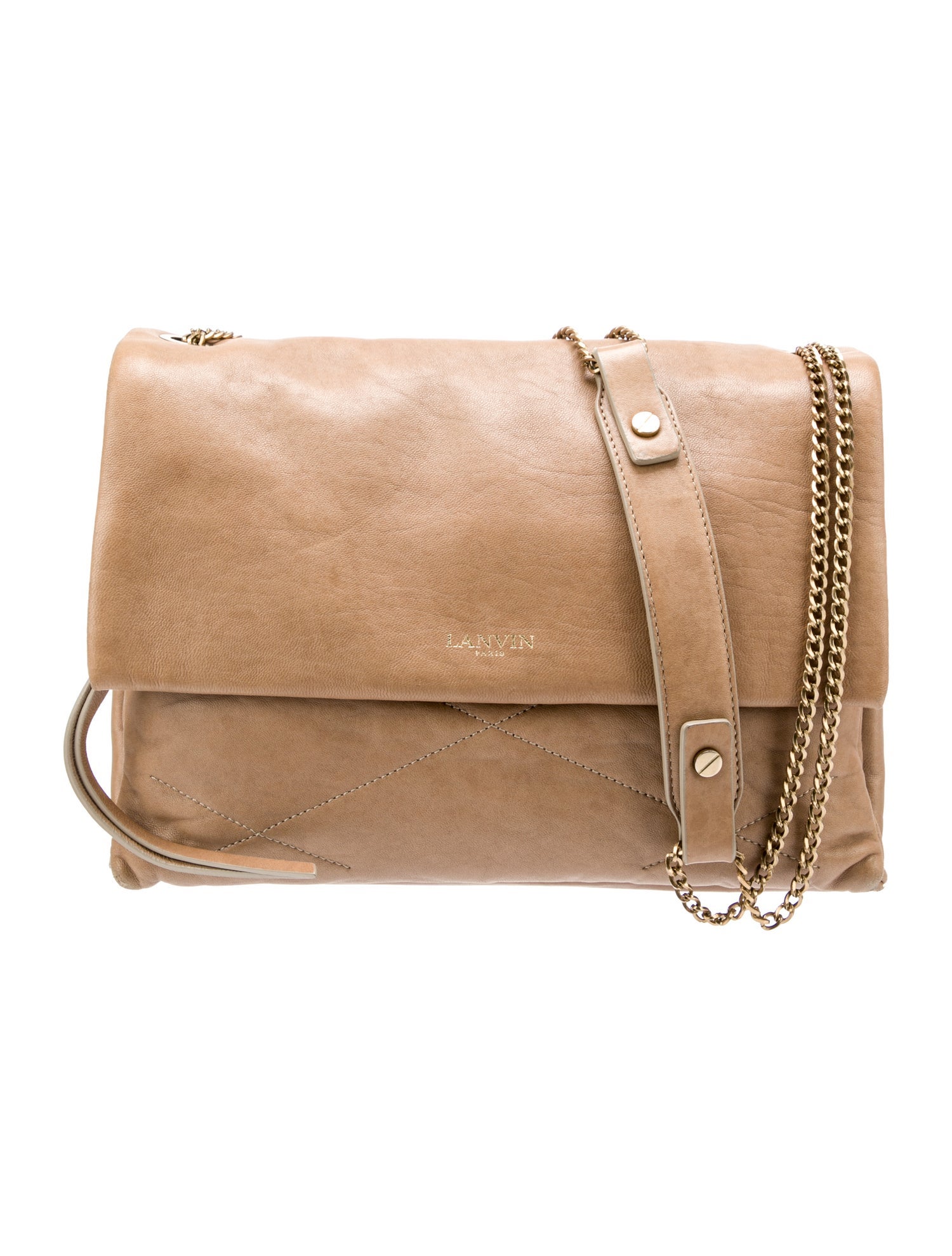 Lanvin Quilted Leather Shoulder Bag Brown Shoulder Bags, Handbags