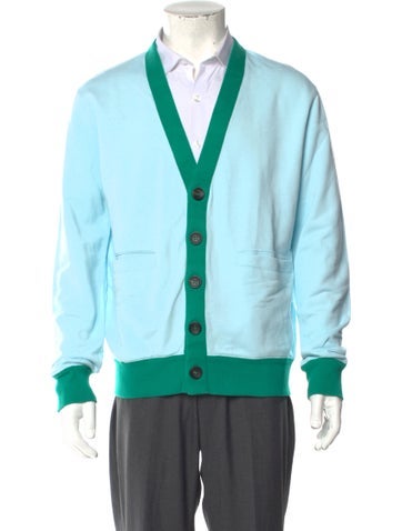 Lanvin Sweaters Colorblock Pattern V-Neck Cardigan XS