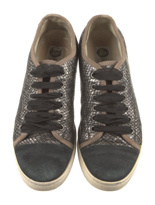 Lanvin Embossed Leather Animal Print Sneakers