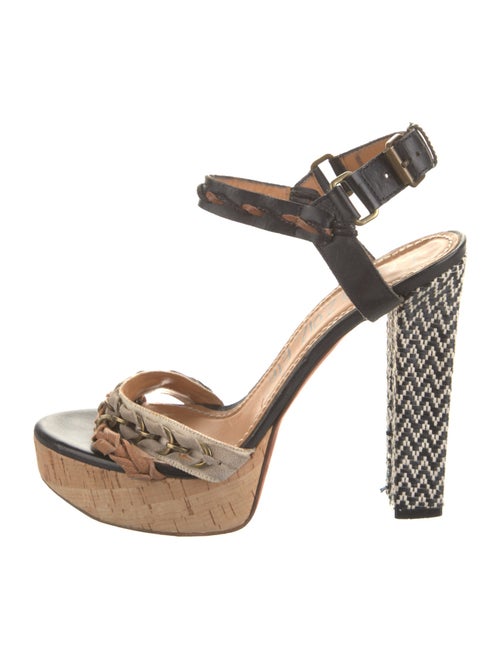 Lanvin Leather Chain-Link Accents Slingback Sandals
