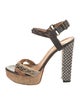 Lanvin Leather Chain-Link Accents Slingback Sandals