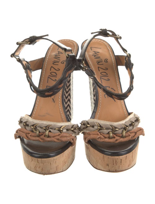 Lanvin Leather Chain-Link Accents Slingback Sandals