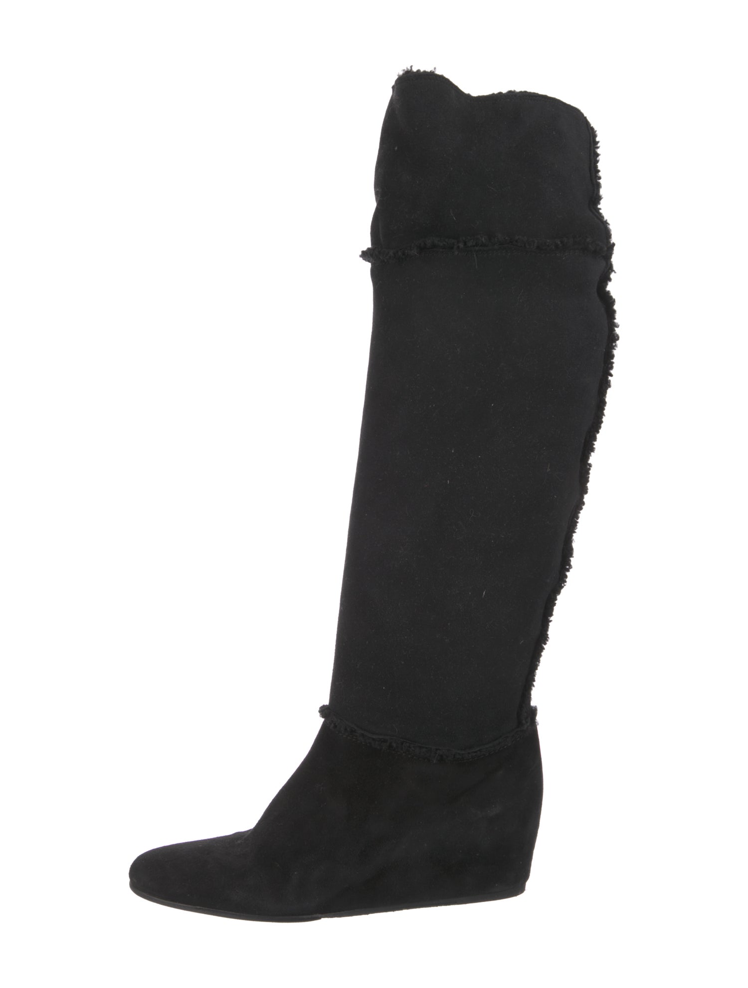 Lanvin Suede Fur Trim Boots