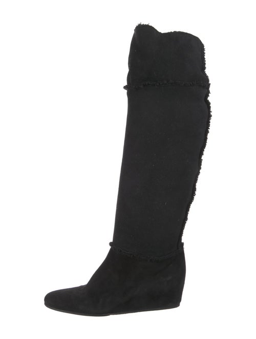 Lanvin Suede Fur Trim Boots