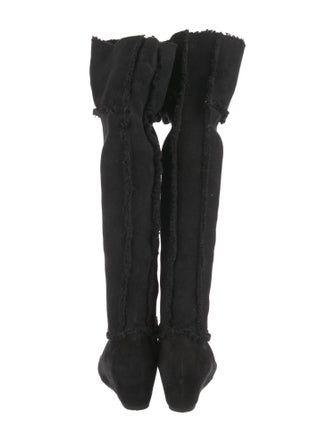Lanvin Suede Fur Trim Boots