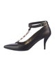 Lanvin Leather Chain-Link Accents T-Strap Pumps