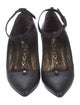 Lanvin Leather Chain-Link Accents T-Strap Pumps