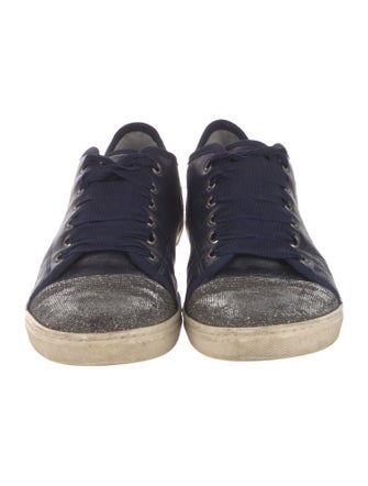 Lanvin Leather Glitter Accents Sneakers