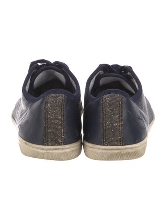 Lanvin Leather Glitter Accents Sneakers