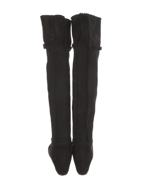 Lanvin Suede Fringe Trim Accent Riding Boots