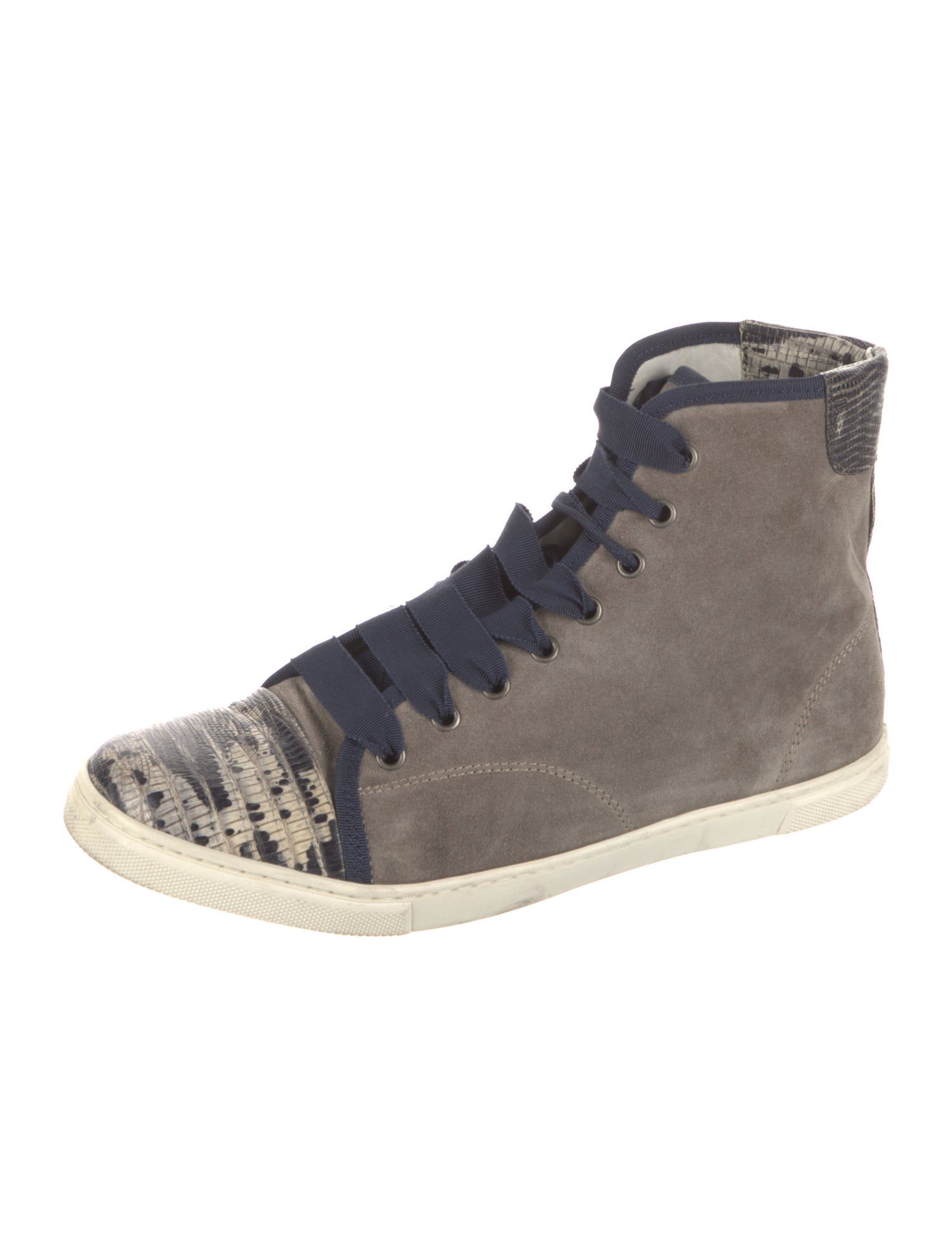 Lanvin Suede Grosgrain Trim Sneakers