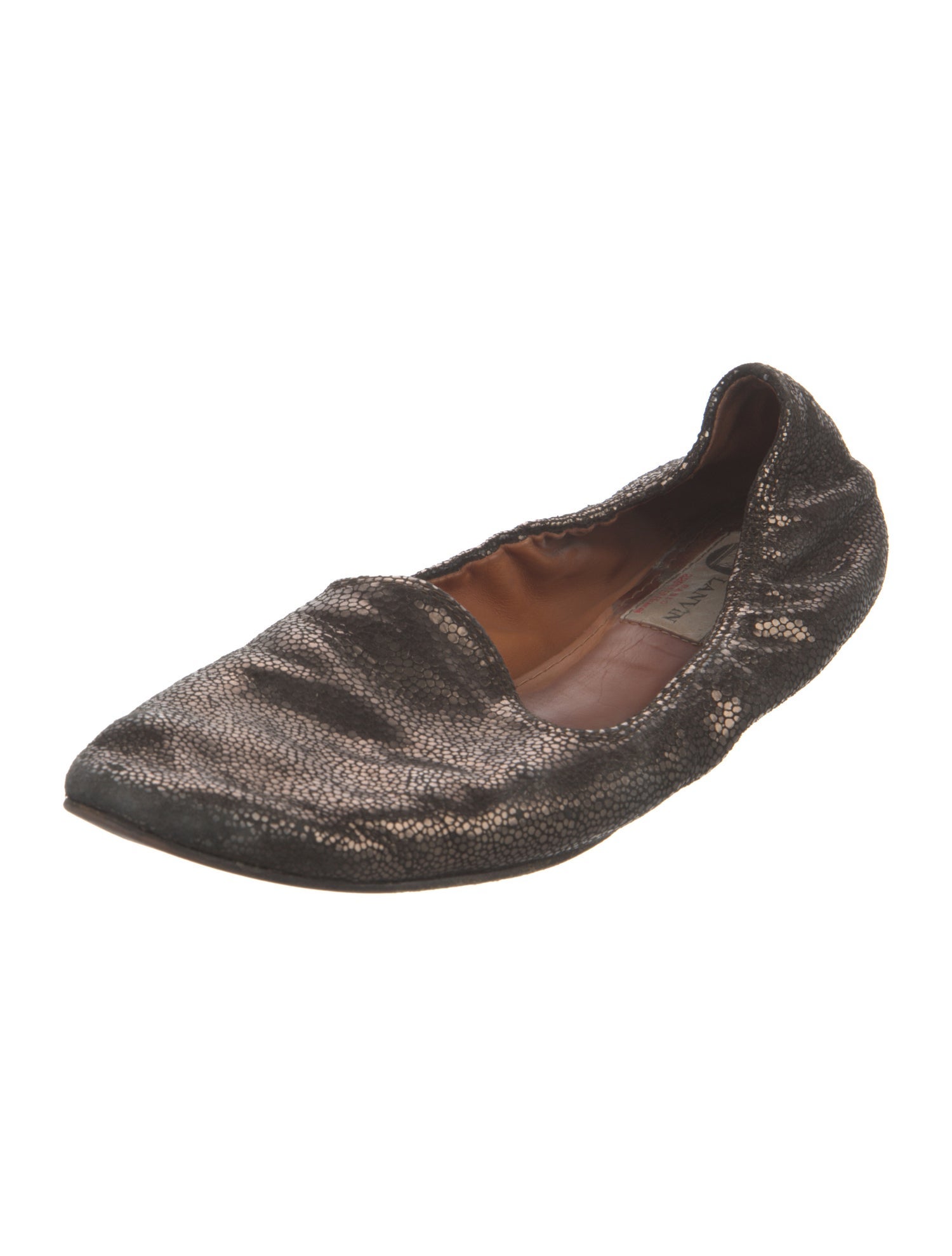 Lanvin Suede Animal Print Ballet Flats