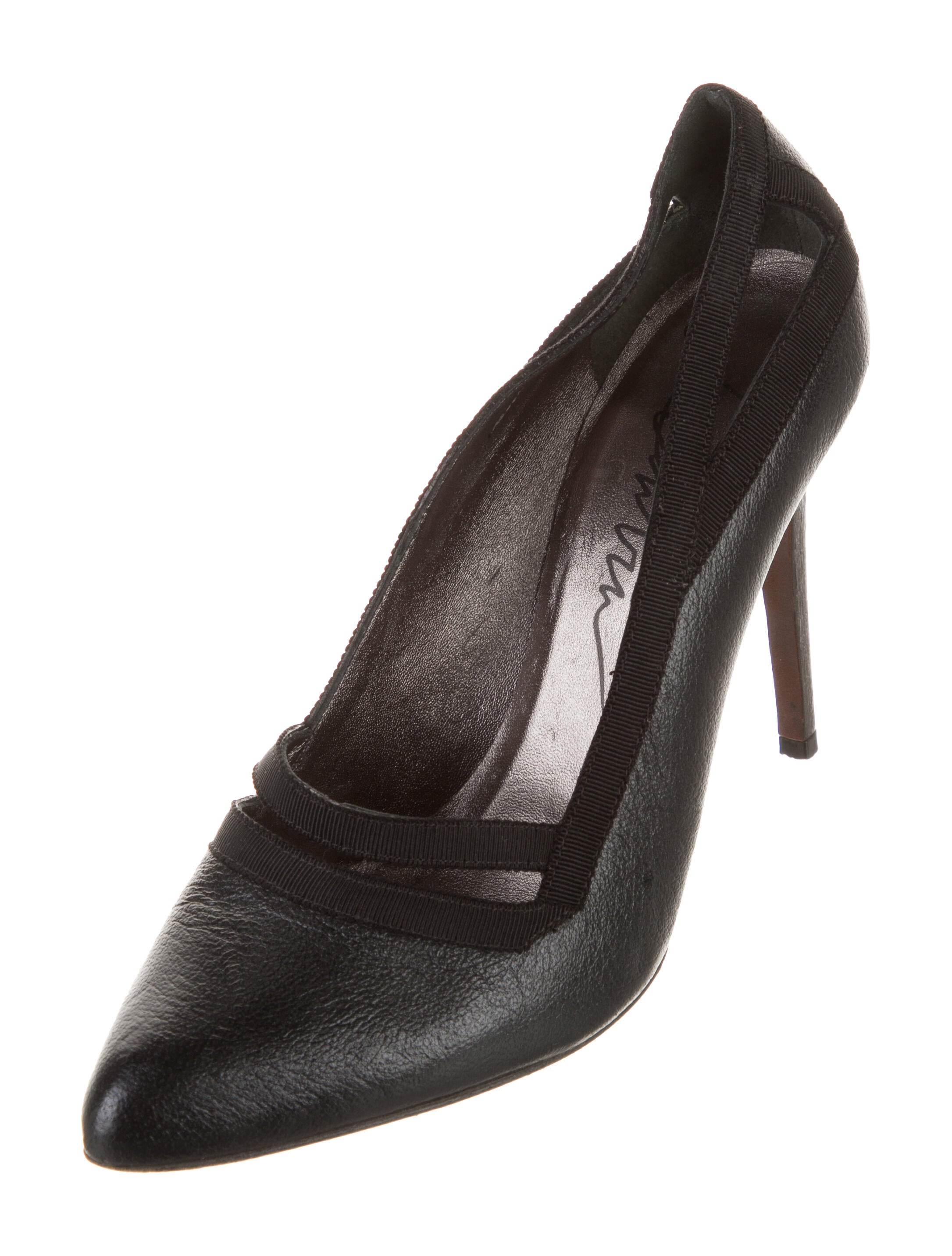 Lanvin Leather Grosgrain Trim Pumps