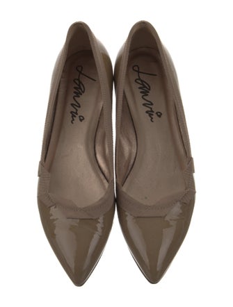 Lanvin Patent Leather Grosgrain Trim Ballet Flats