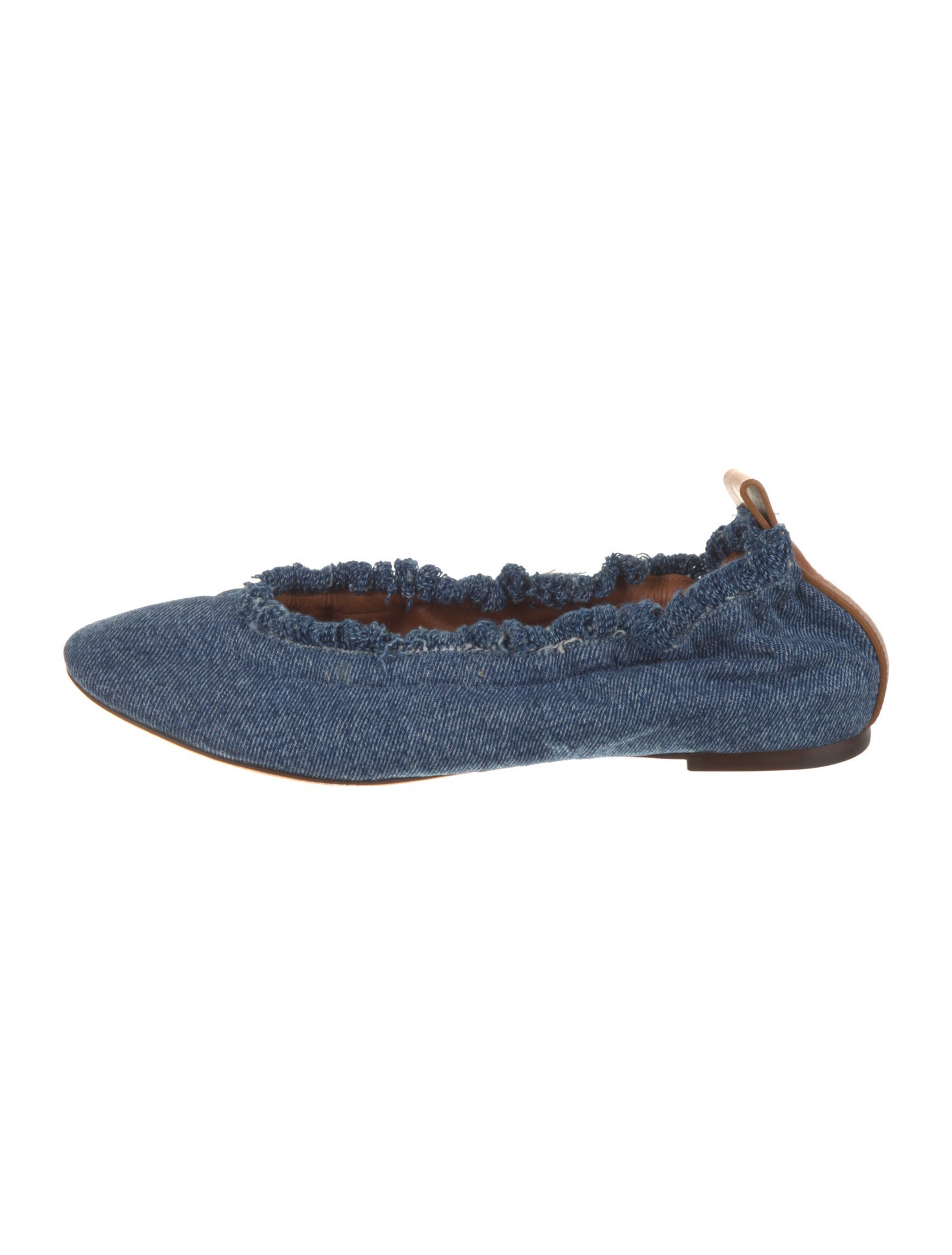 Lanvin Denim Raw-Edge Trim Ballet Flats