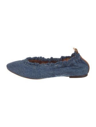 Lanvin Denim Raw-Edge Trim Ballet Flats