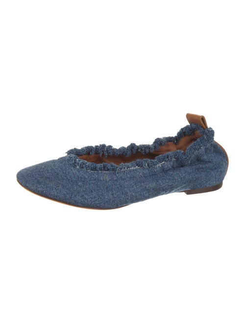 Lanvin Denim Raw-Edge Trim Ballet Flats