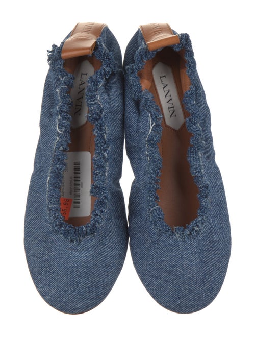 Lanvin Denim Raw-Edge Trim Ballet Flats