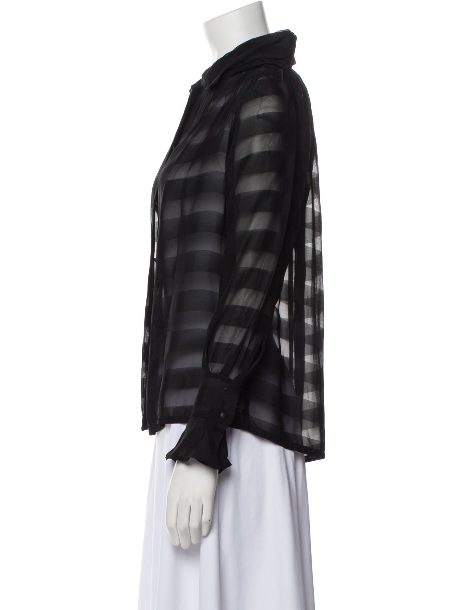 Lanvin Plaid Print Long Sleeve Blouse