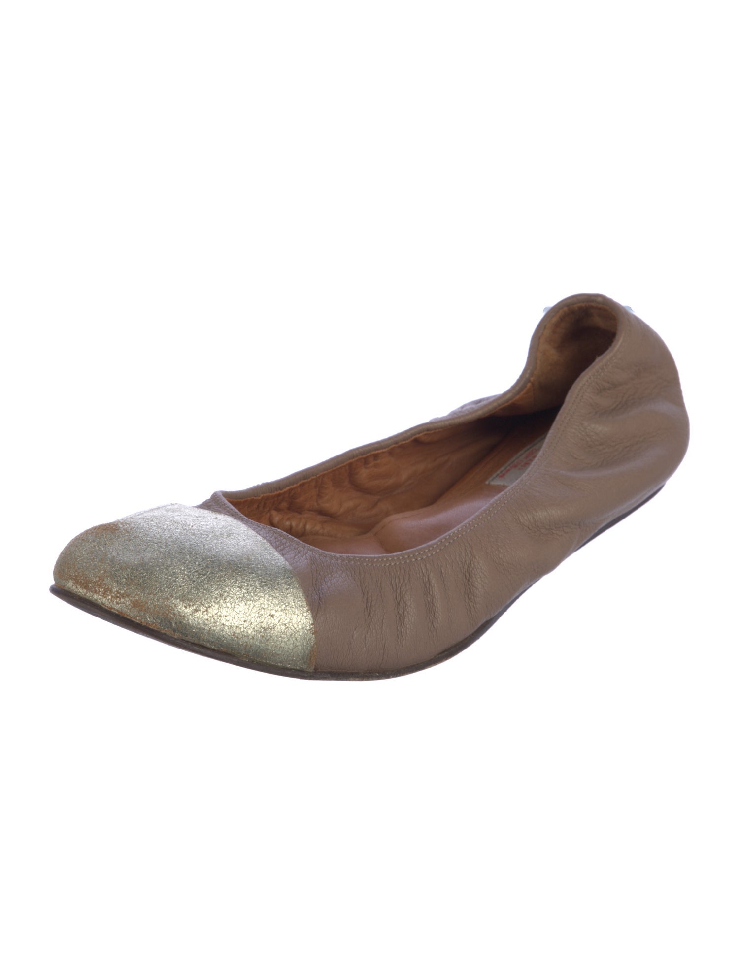 Lanvin Leather Colorblock Pattern Ballet Flats