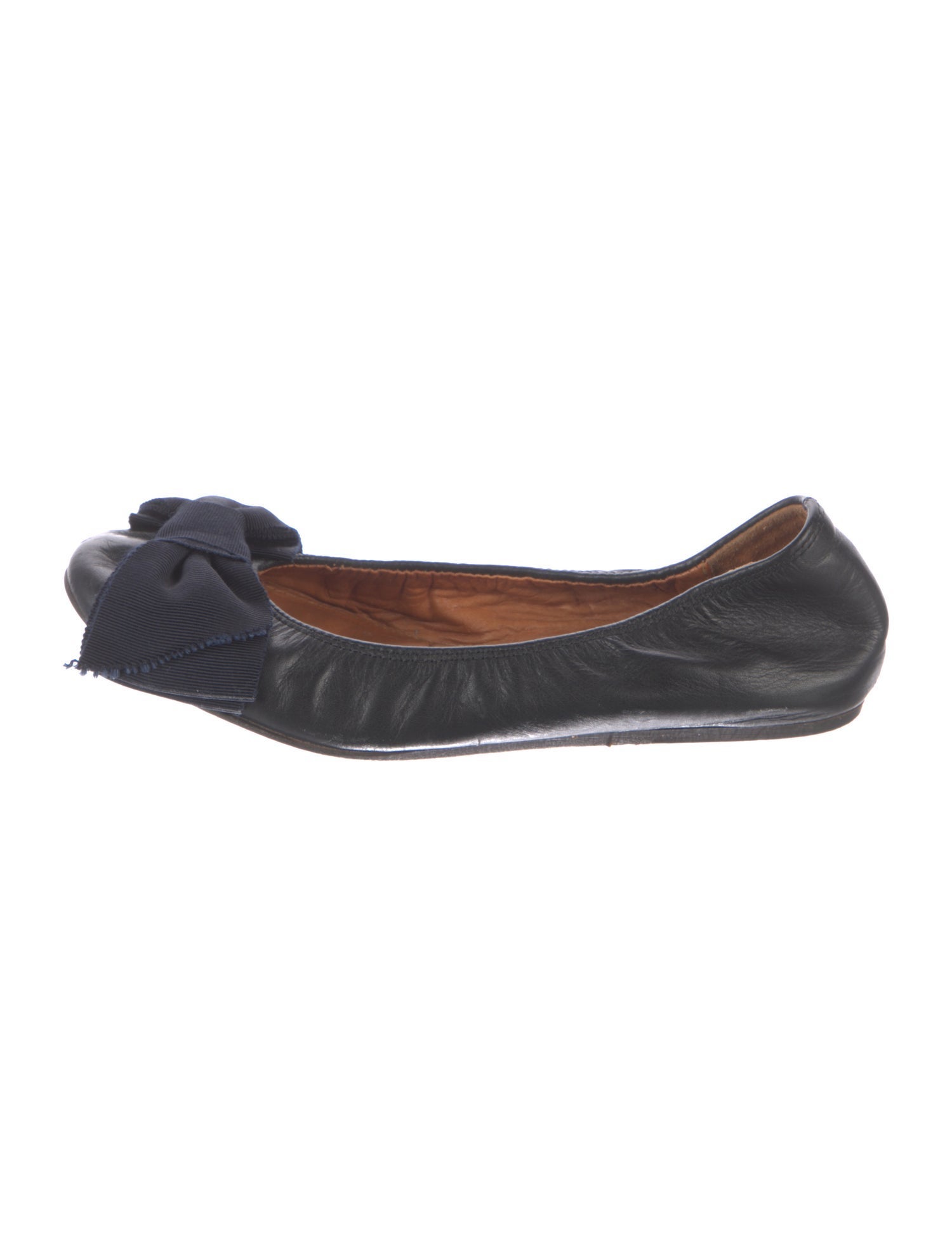 Lanvin Leather Bow Accents Ballet Flats