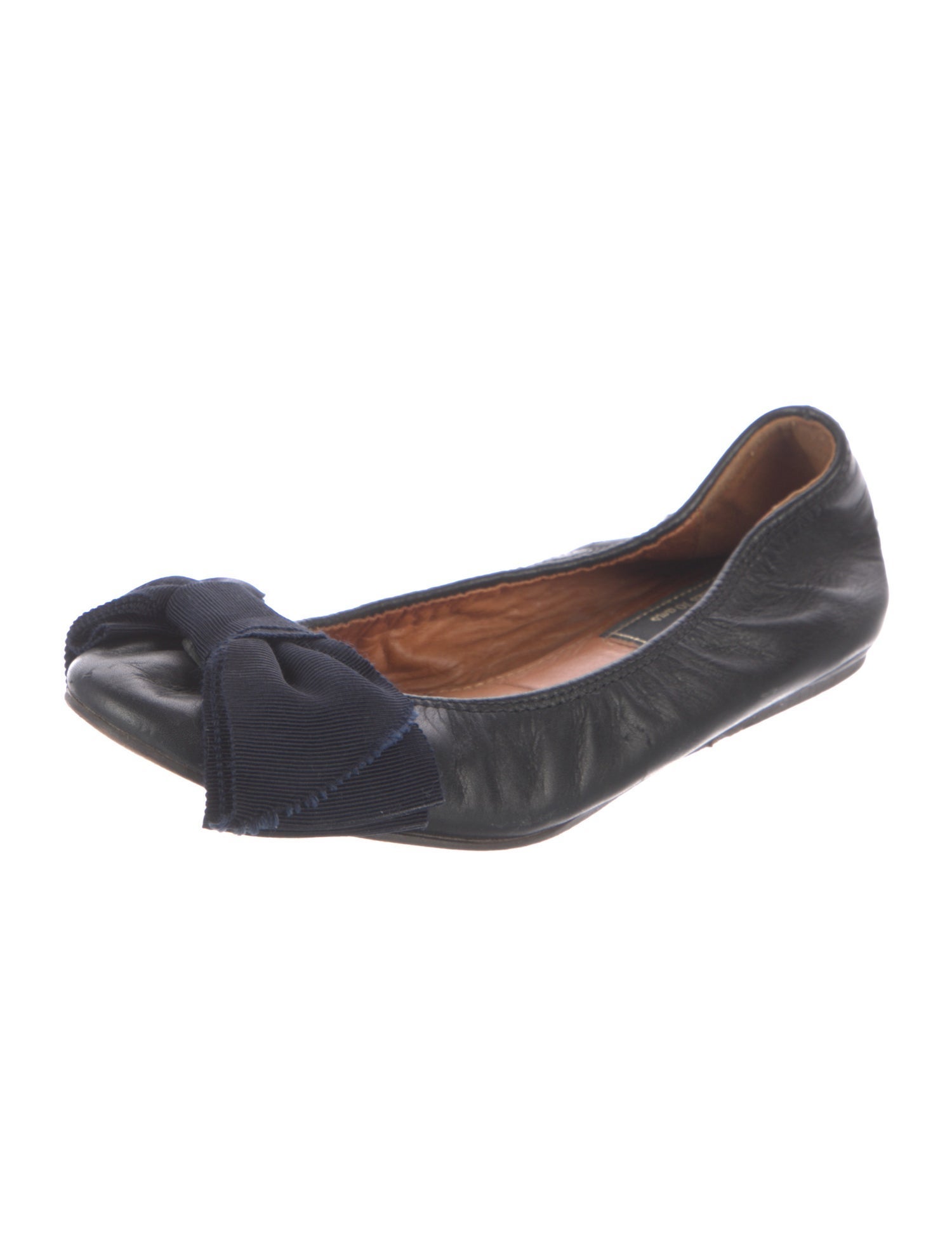 Lanvin Leather Bow Accents Ballet Flats