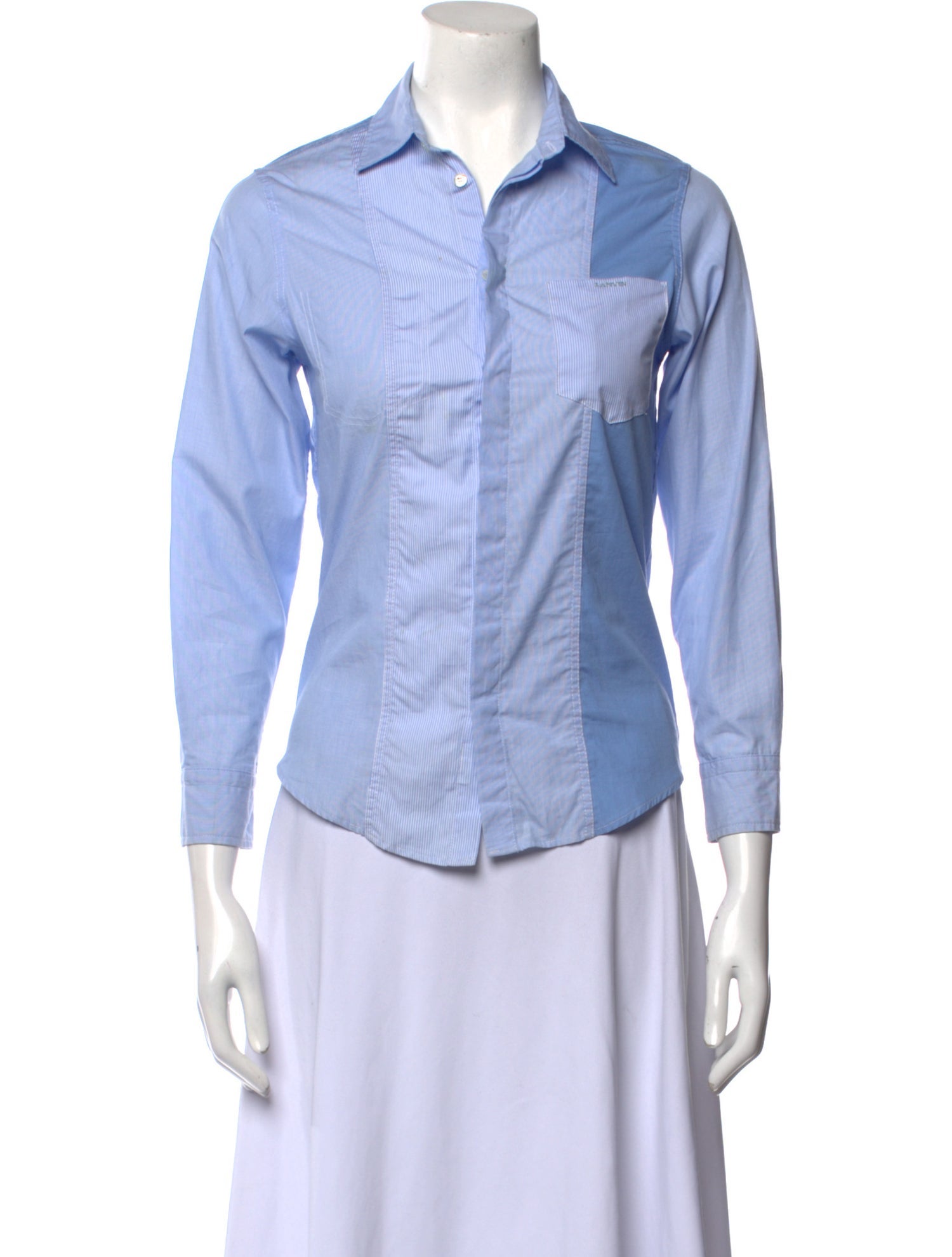 Lanvin Three-Quarter Sleeve Button-Up Top