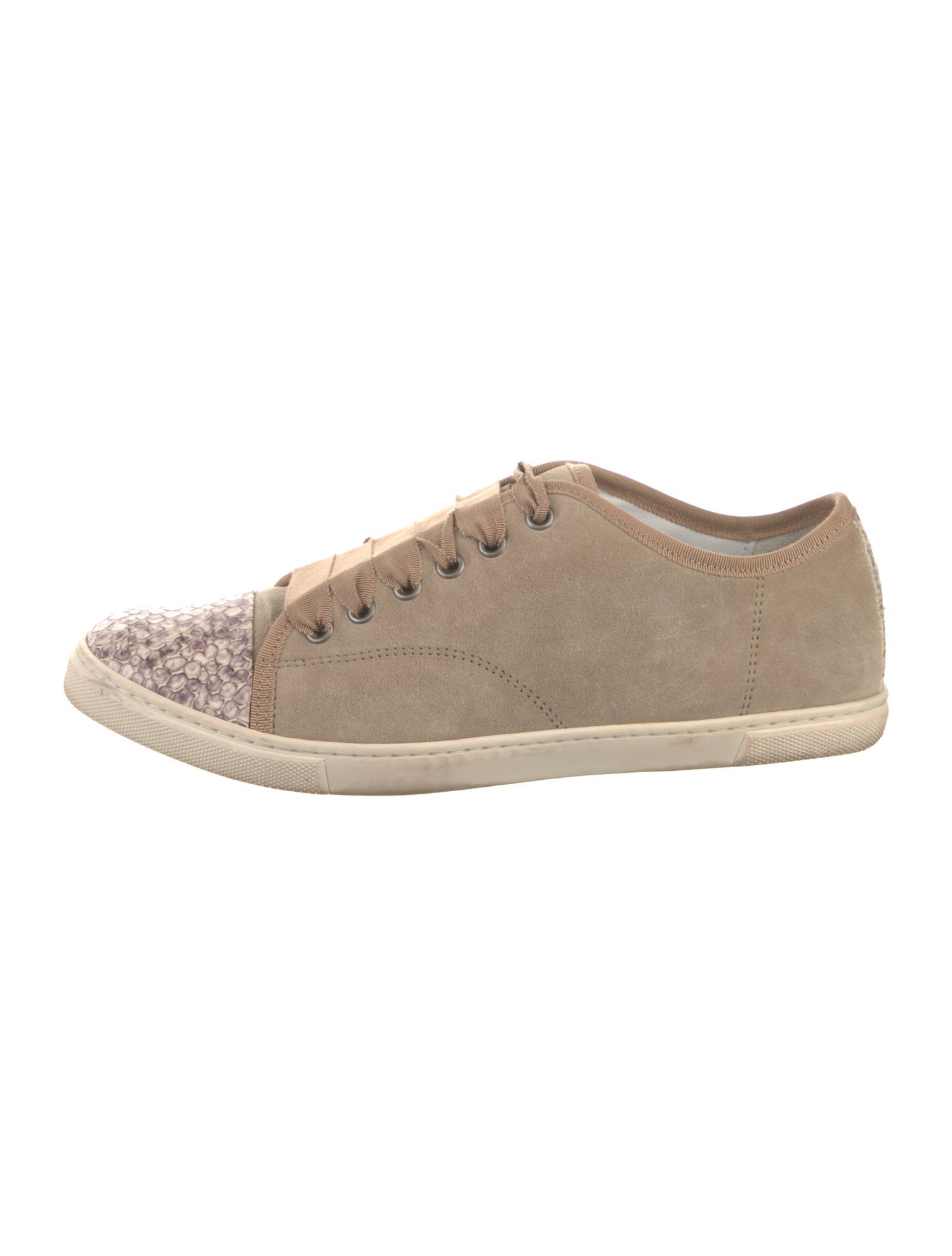 Lanvin Suede Grosgrain Trim Sneakers