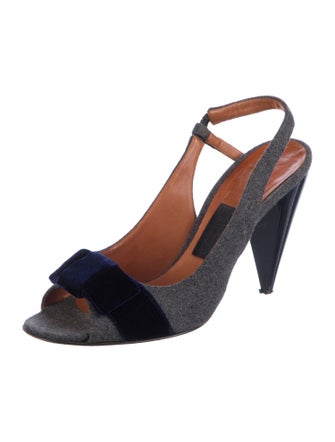 Lanvin Wool Colorblock Pattern Slingback Sandals