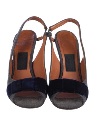 Lanvin Wool Colorblock Pattern Slingback Sandals