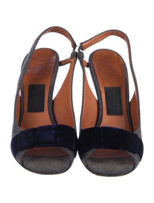 Lanvin Wool Colorblock Pattern Slingback Sandals