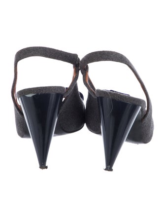 Lanvin Wool Colorblock Pattern Slingback Sandals