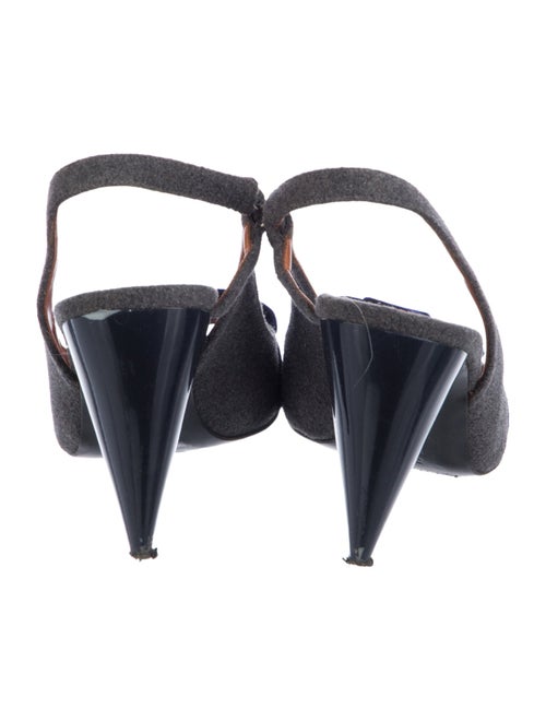 Lanvin Wool Colorblock Pattern Slingback Sandals