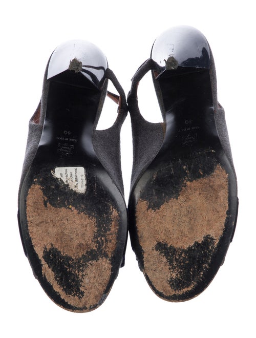 Lanvin Wool Colorblock Pattern Slingback Sandals