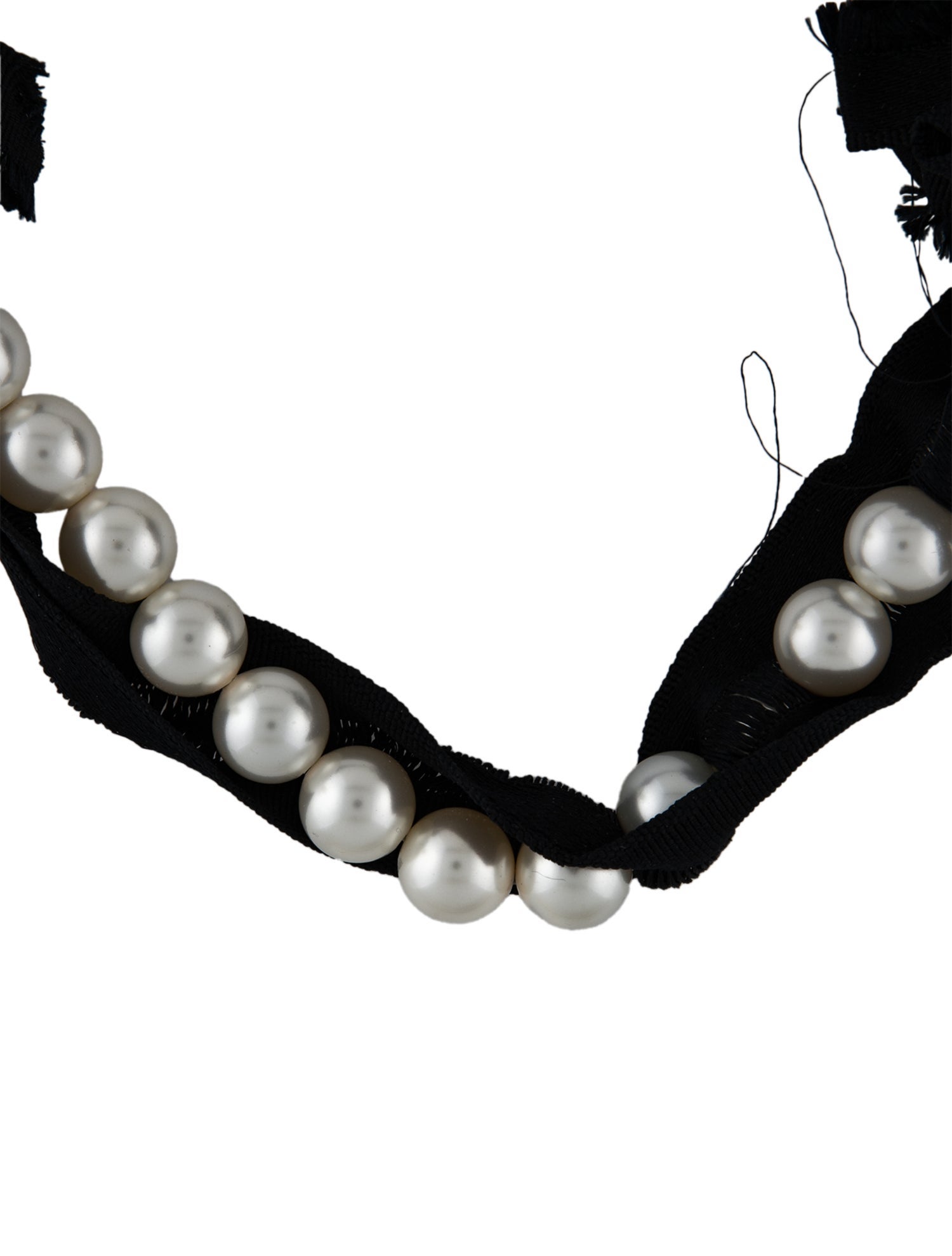 Lanvin Faux Pearl & Ribbon Collar Necklace