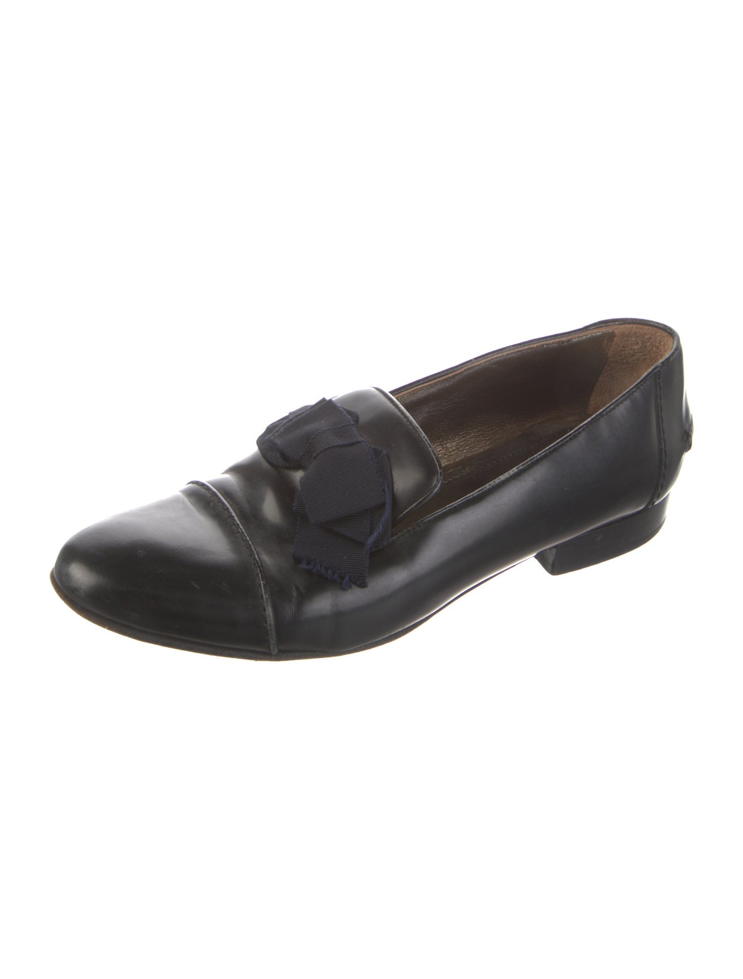 Lanvin Leather Bow Accents Loafers