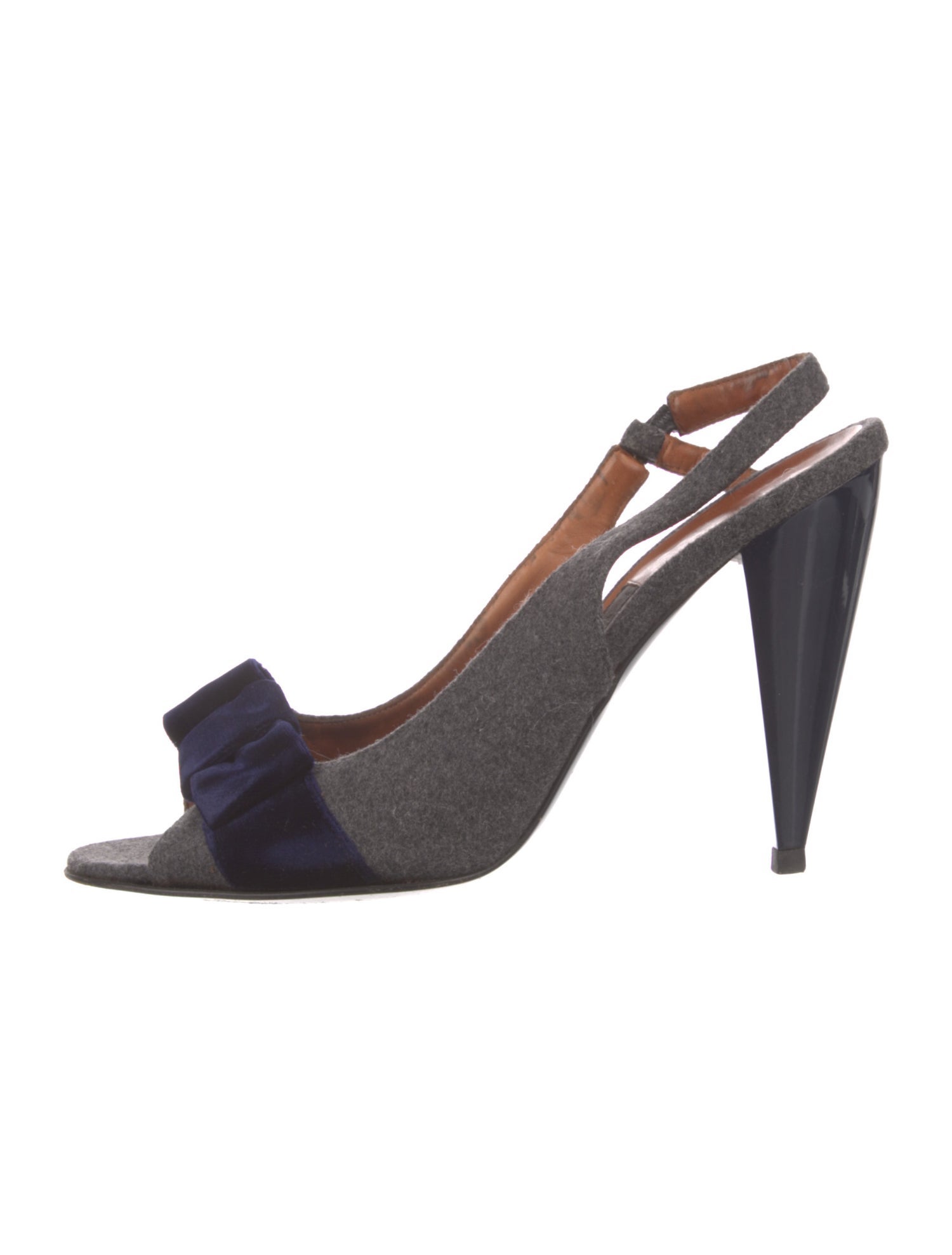 Lanvin Wool Colorblock Pattern Slingback Sandals