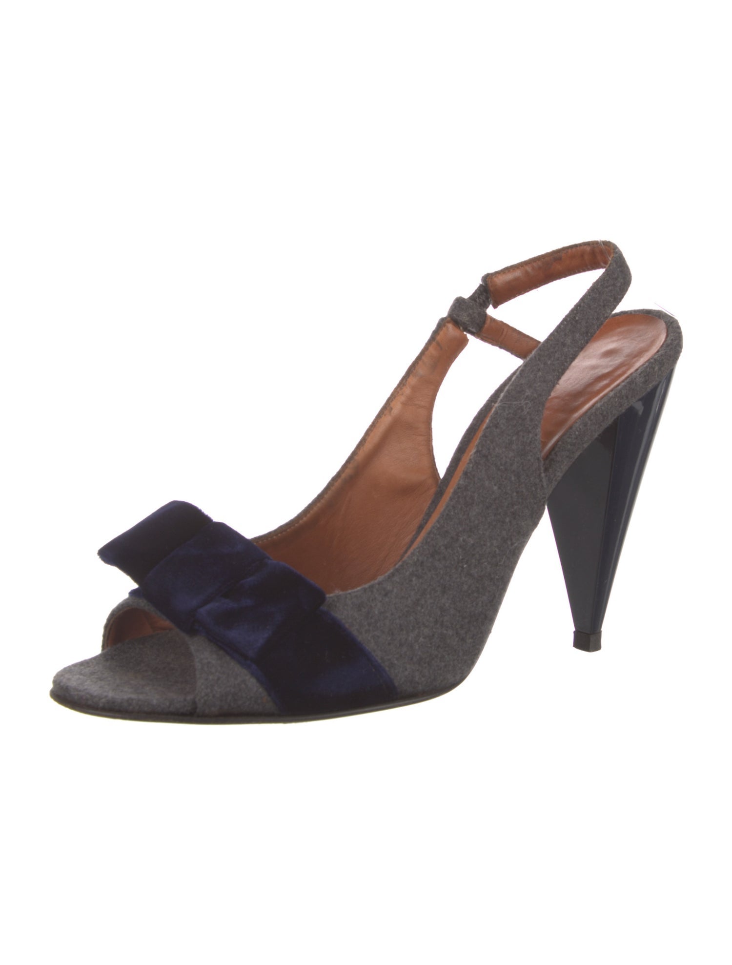 Lanvin Wool Colorblock Pattern Slingback Sandals