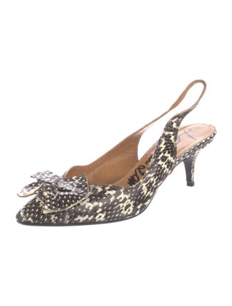 Lanvin Snakeskin Animal Print Slingback Pumps