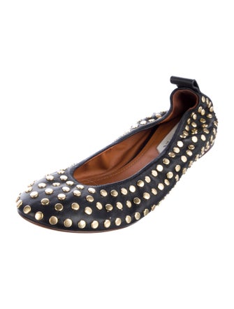 Lanvin Leather Polka Dot Print Ballet Flats