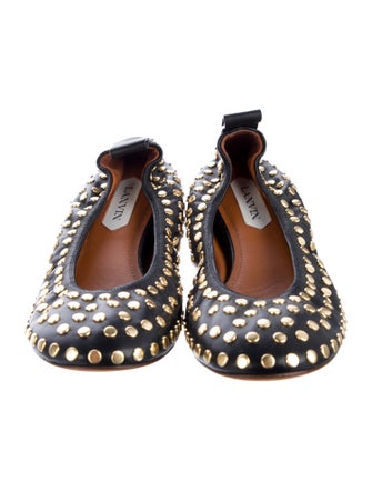 Lanvin Leather Polka Dot Print Ballet Flats