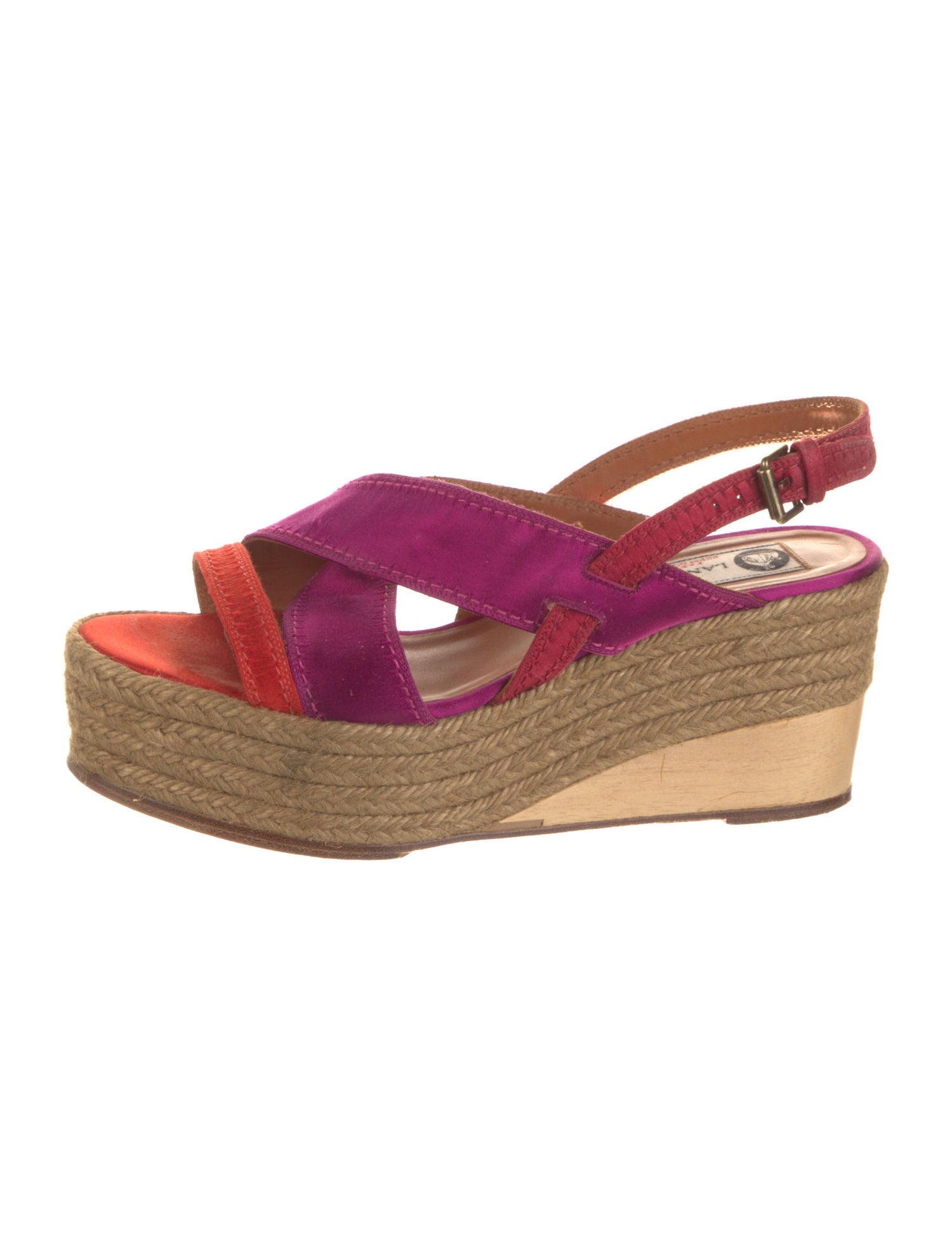 Lanvin Satin Colorblock Pattern Espadrilles