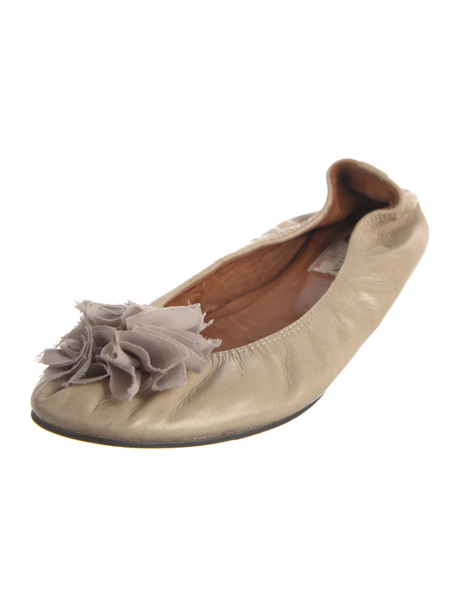 Lanvin Leather Ruffle Embellishment Ballet Flats