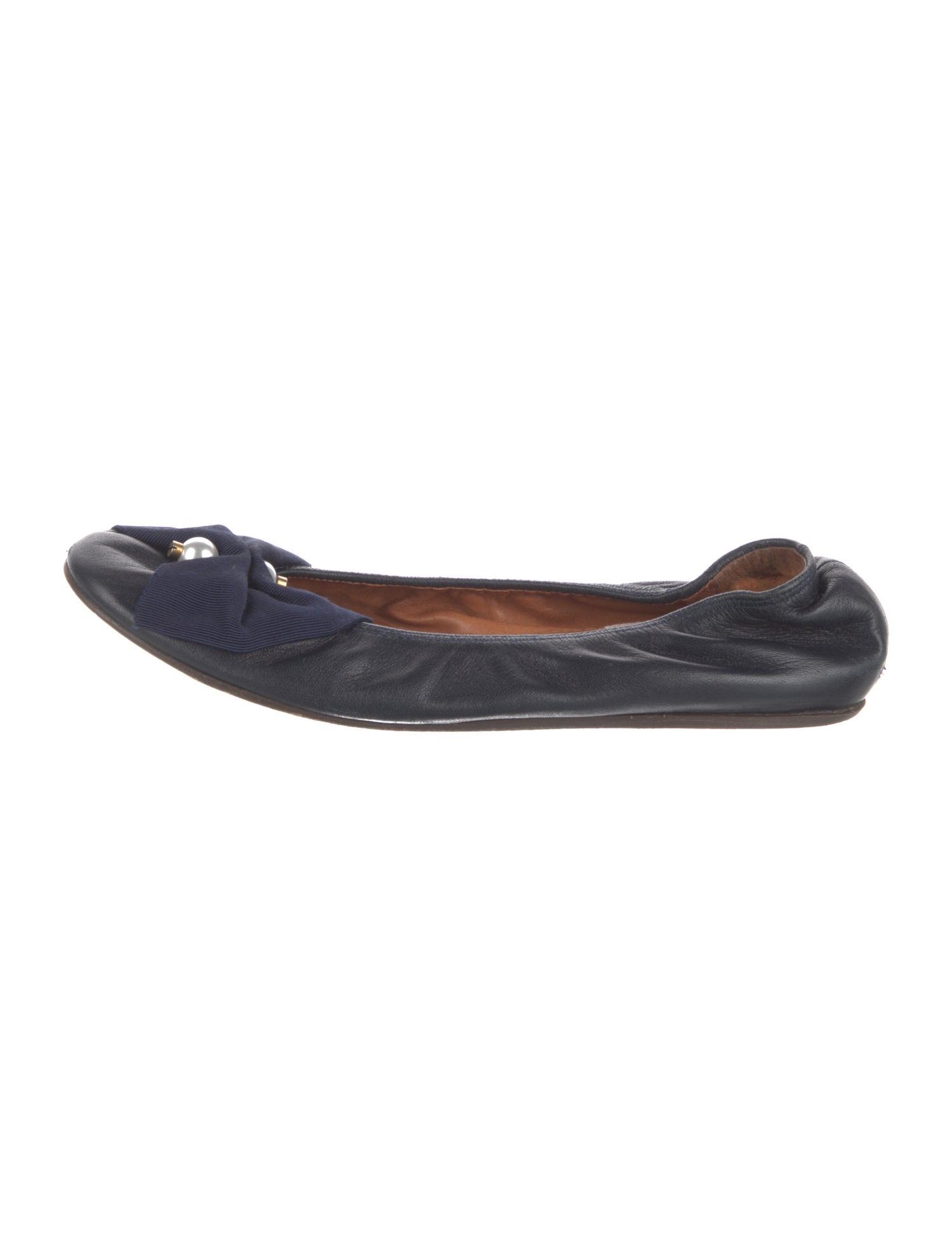 Lanvin Leather Bow Accents Ballet Flats