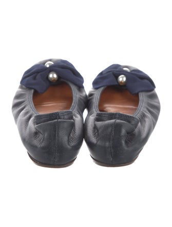 Lanvin Leather Bow Accents Ballet Flats